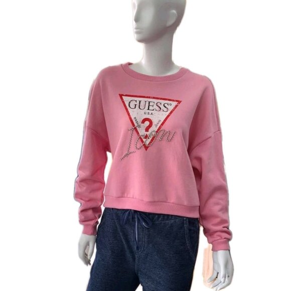 GUESS ICON PINK SWEATSHIRT SIZE LARGE - Picture 1 of 7